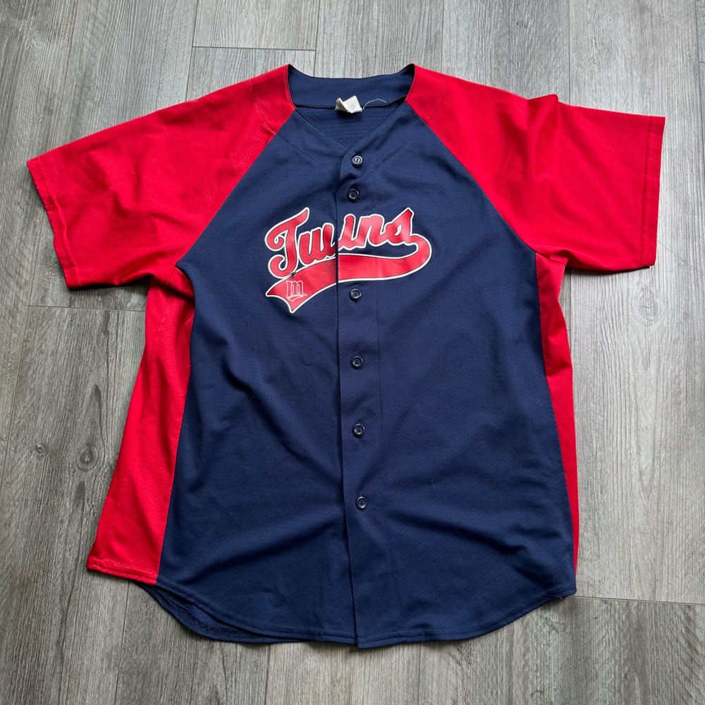 90s Minnesota Twins Baseball Jersey L Navy Red Made USA